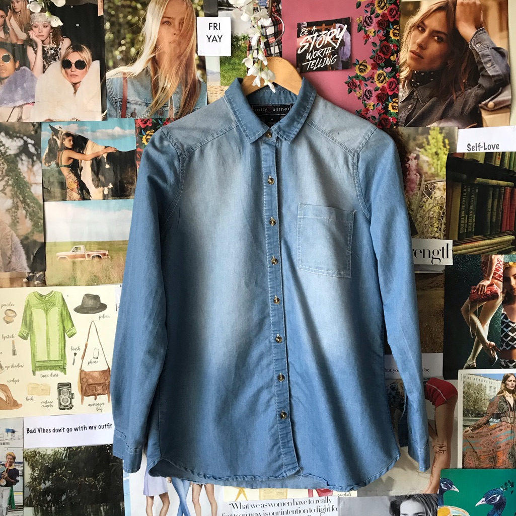 Chambray Embroidered Button-Down